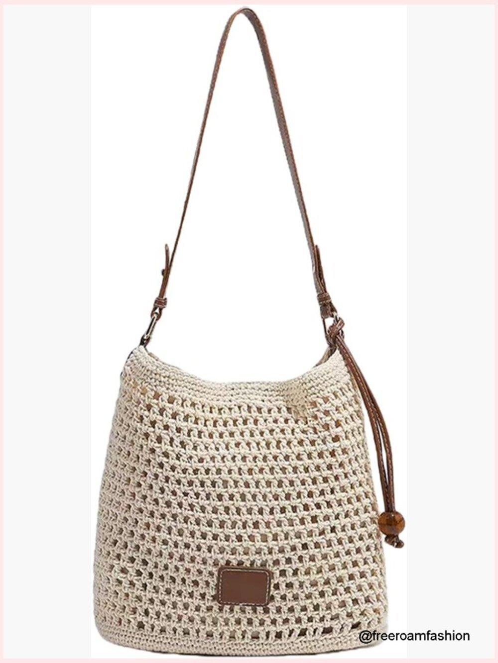 Cotton Crochet Beach Tote Bag, Bohemian Hobo Shoulder Bag, Woven Purse